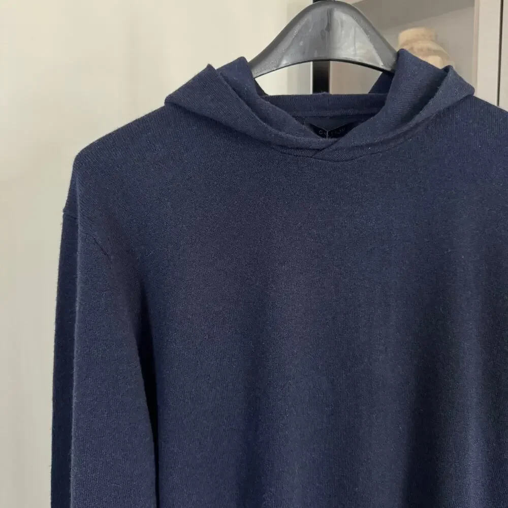 Greyson Koko Maltese Wool Cashmere Hoodie XL NEW Knit Navy Hooded Sweater LS